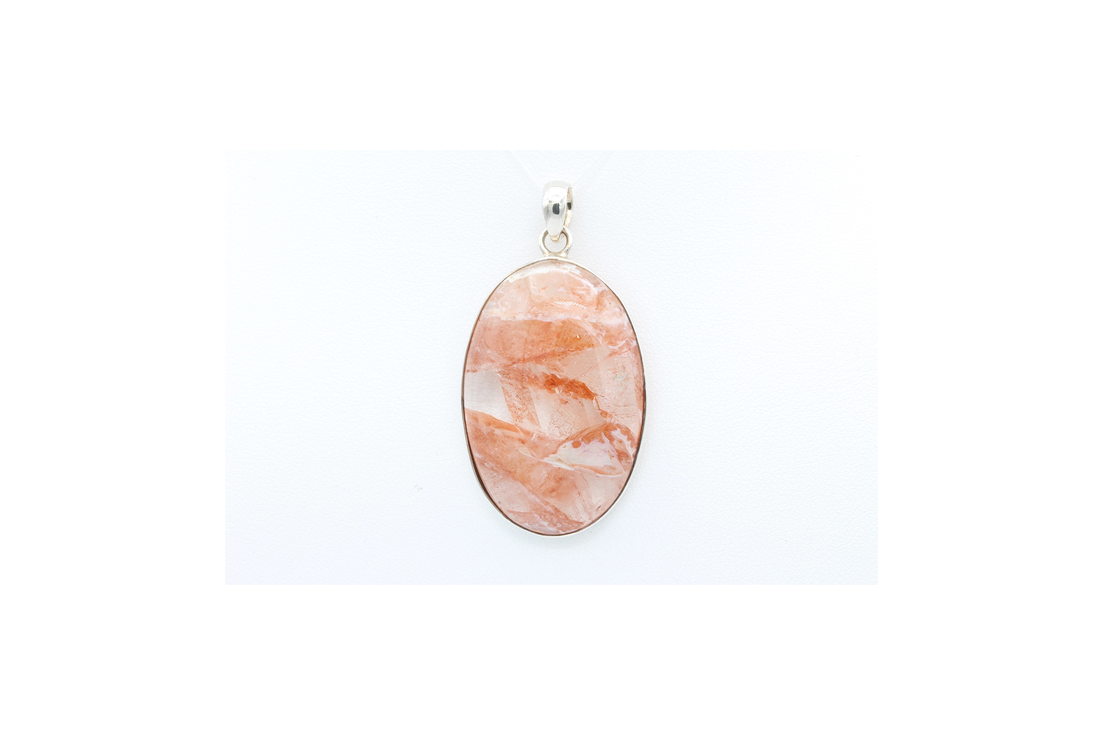 Pendentif contemporain en argent 925 serti de quartz hématoïde - 1