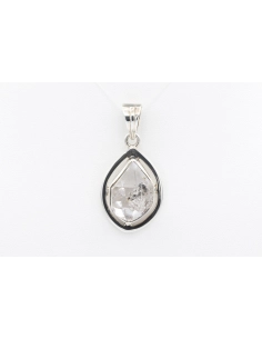 Pendentif contemporain en argent 925 serti d'un cristal de roche - - 1