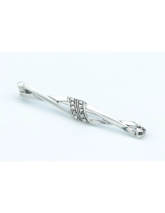 Broche Années 50 en argent 833 et marcassites - 3