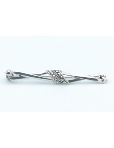 Broche Années 50 en argent 833 et marcassites - 1