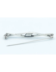 Broche Années 50 en argent 833 et marcassites - 4