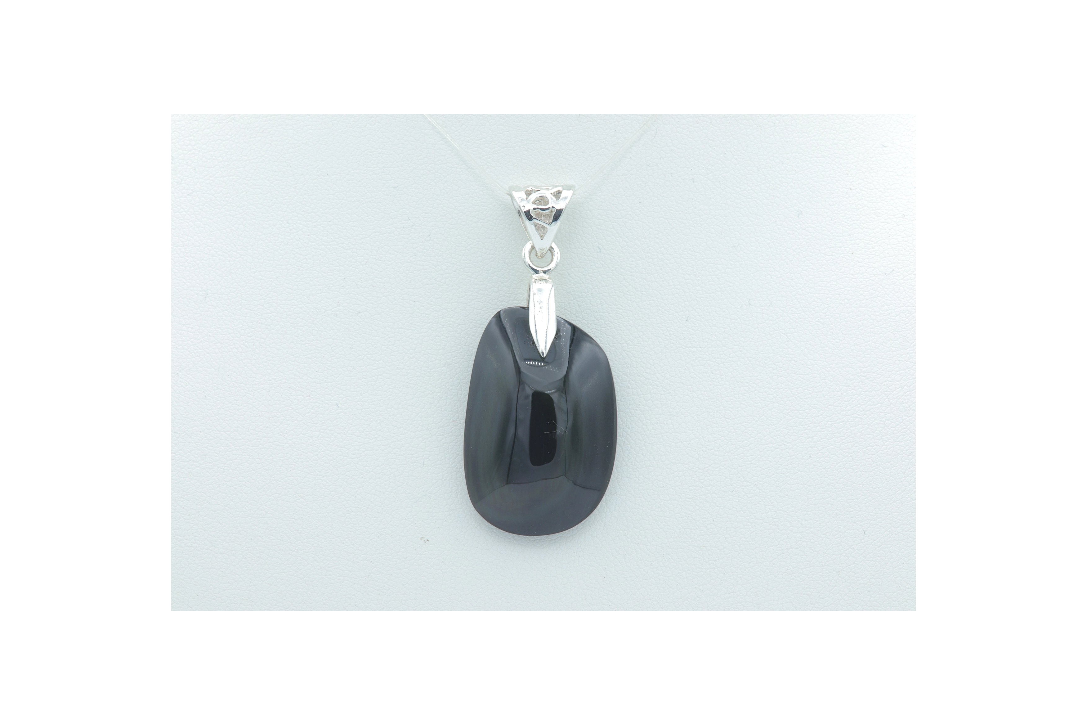 Pendentif contemporain en argent et obsidienne "œil céleste" - - 1