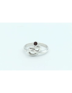 Bague contemporaine en argent 925 sertie d'un grenat - 1