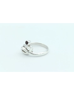 Bague contemporaine en argent 925 sertie d'un grenat - 2
