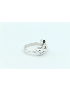 Bague contemporaine en argent 925 sertie d'un grenat - 6