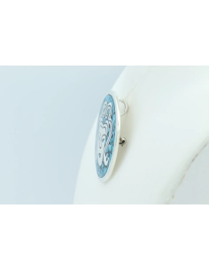 Pendentif/broche en argent 925 et mosaïque de turquoise (Mexique) - 3