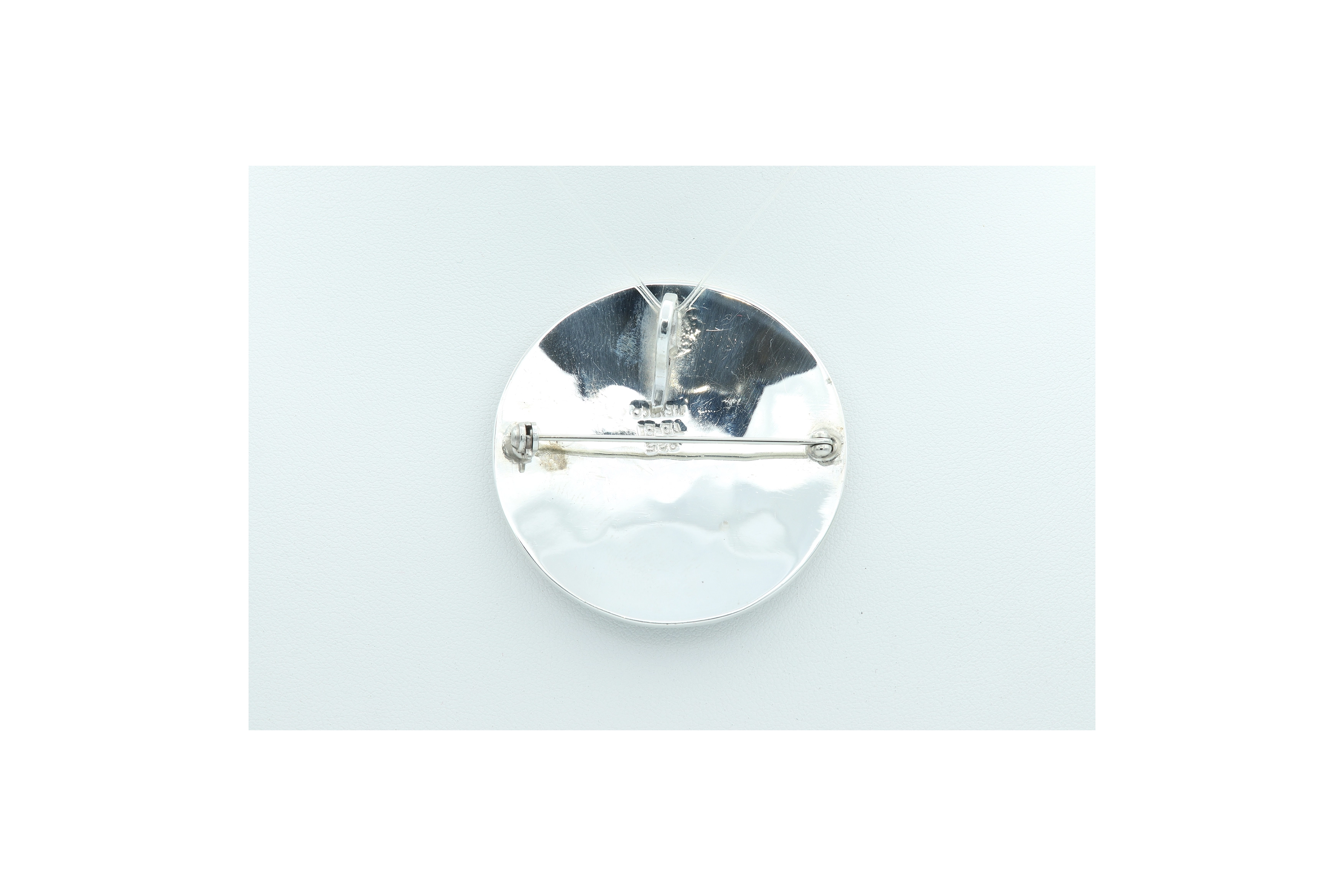 Pendentif/broche en argent 925 et mosaïque de turquoise (Mexique) - 4