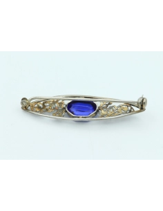 Broche Années 50 en argent et saphir de synthèse - 3