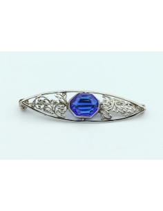 Broche Années 50 en argent et saphir de synthèse - 1