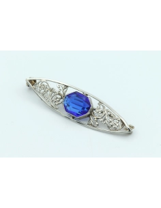 Broche Années 50 en argent et saphir de synthèse - 2