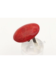 Bague contemporaine en argent 925 et corail - 3