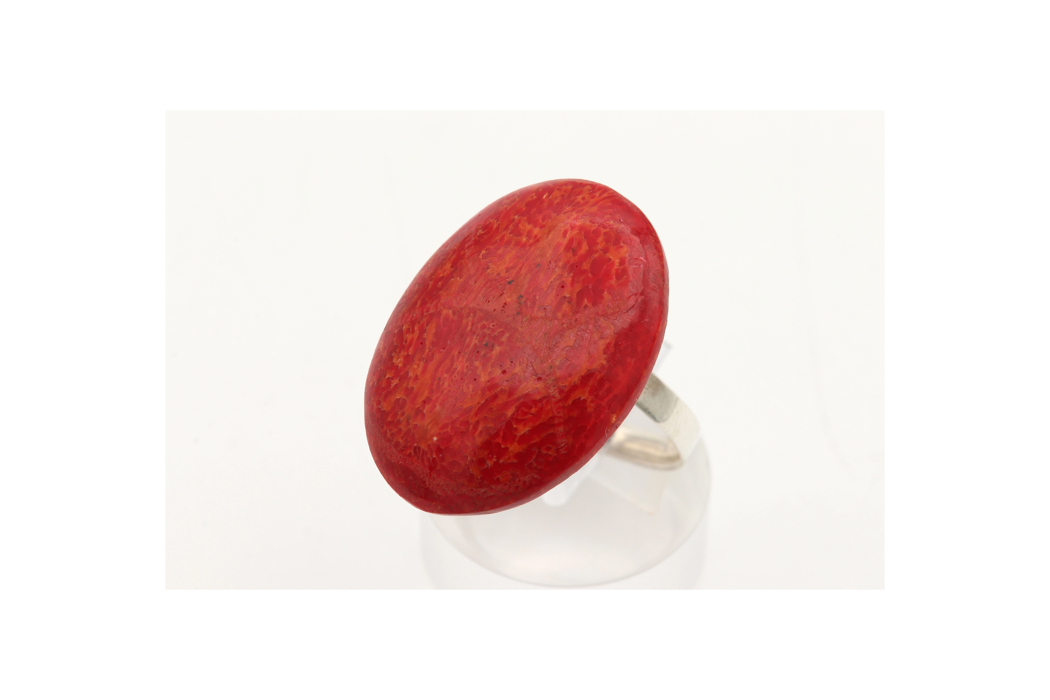 Bague contemporaine en argent 925 et corail - 2