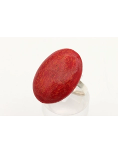 Bague contemporaine en argent 925 et corail - 2