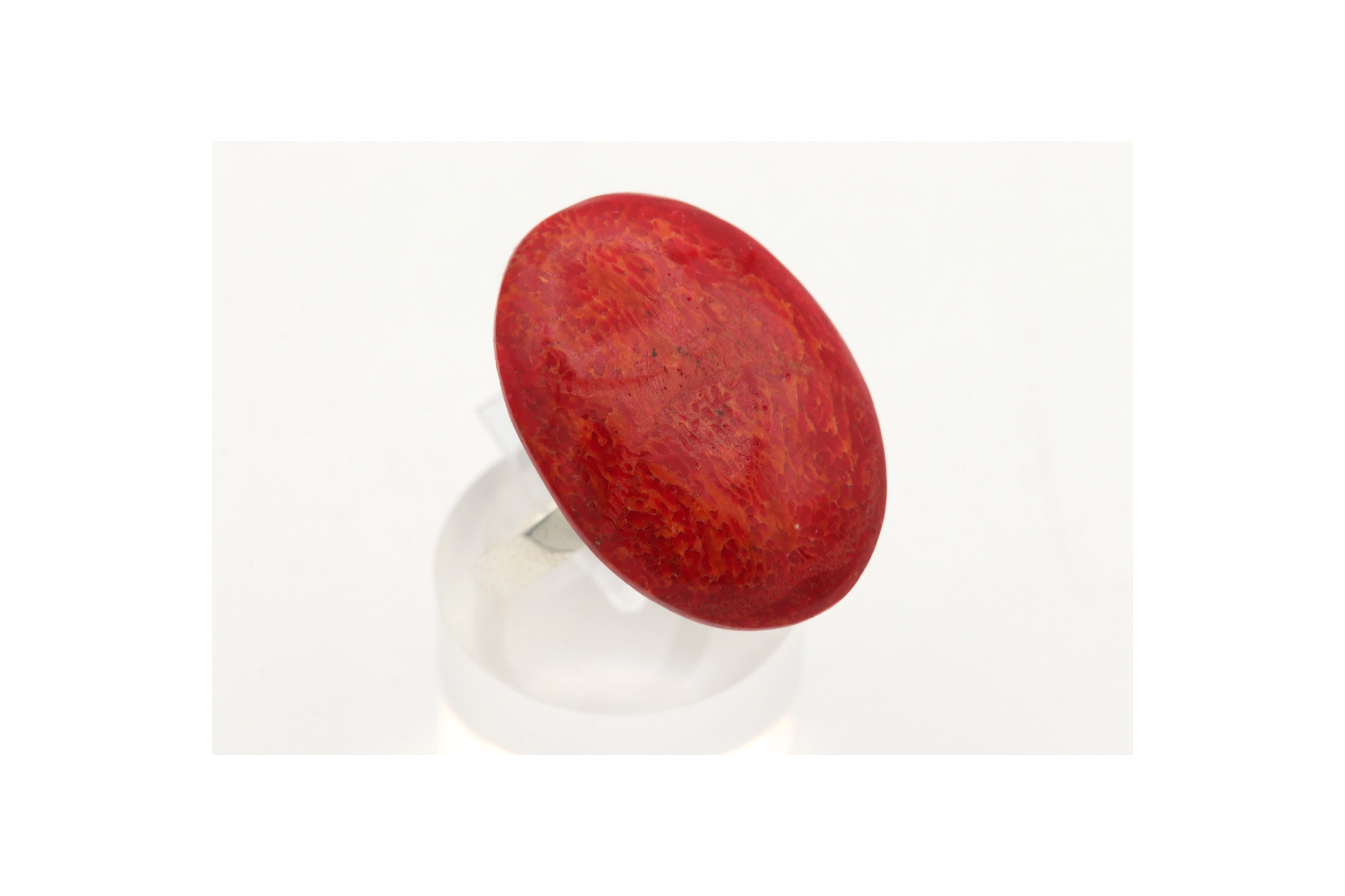 Bague contemporaine en argent 925 et corail - 6