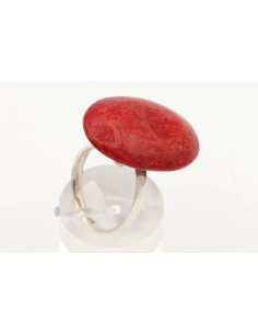 Bague contemporaine en argent 925 et corail - 5