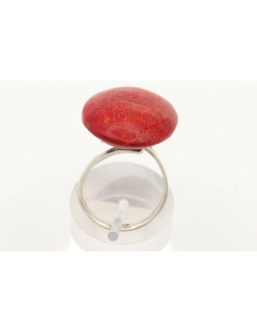 Bague contemporaine en argent 925 et corail - 4