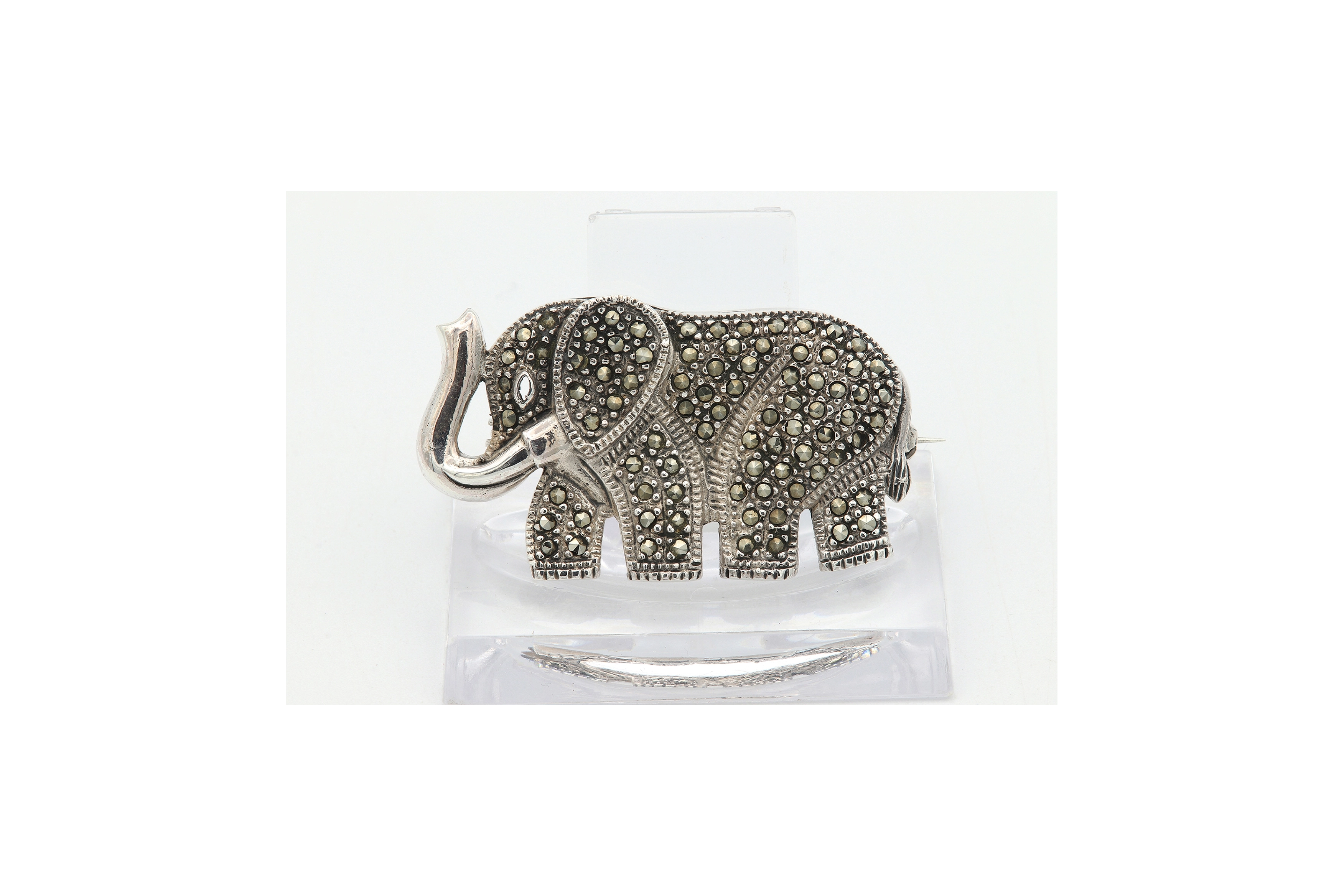 Broche contemporaine en argent 925 et marcassite - 1