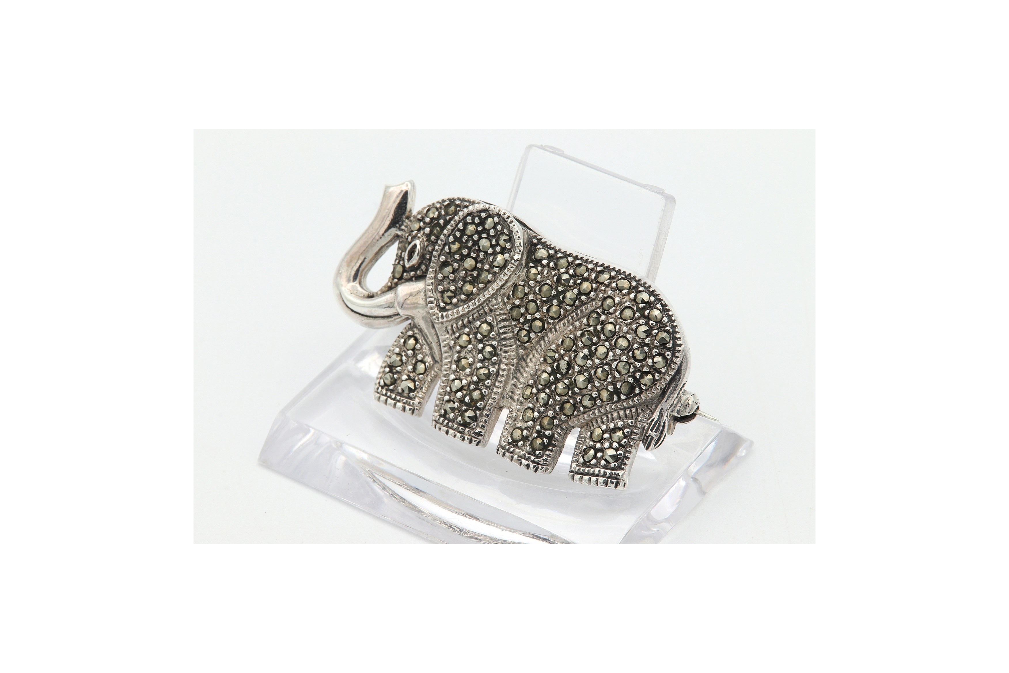 Broche contemporaine en argent 925 et marcassite - 2