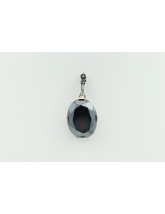 Pendentif Art Déco en argent 800 serti d'hématite et de marcassite - 1