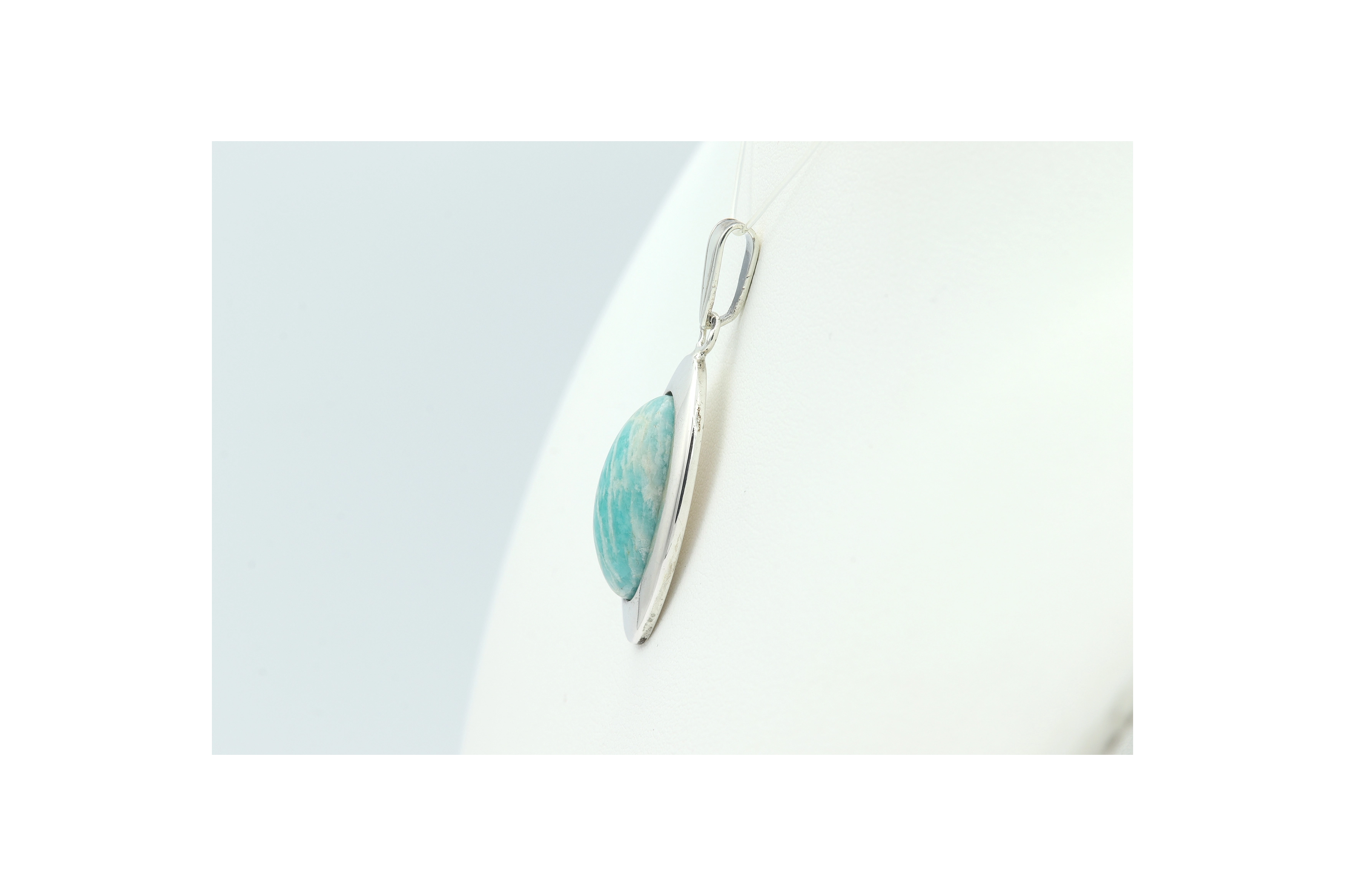 Pendentif Années 70 en argent serti d'amazonite - 3