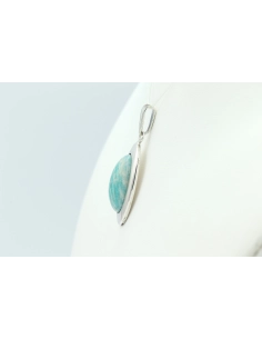 Pendentif Années 70 en argent serti d'amazonite - 3