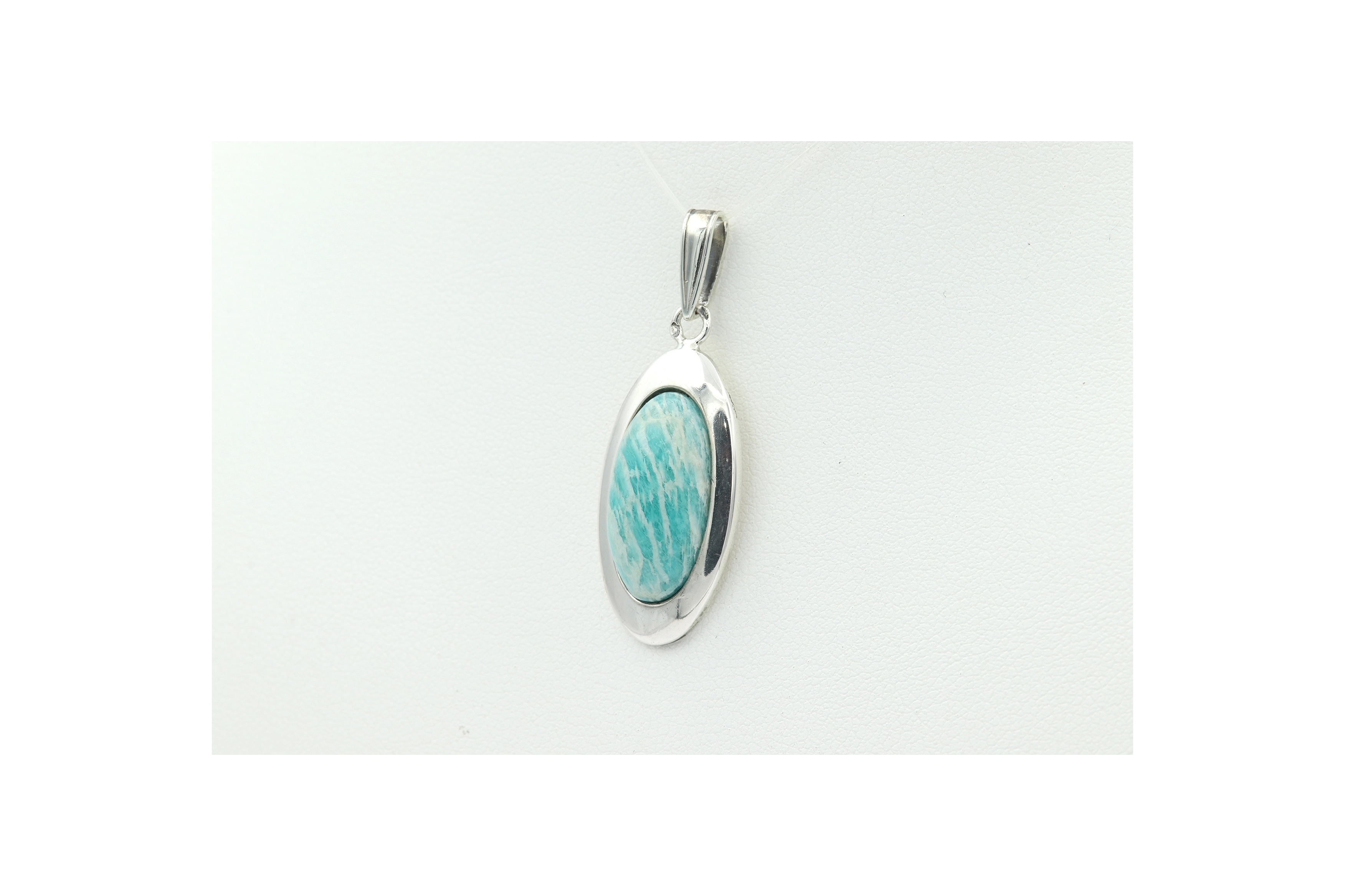 Pendentif Années 70 en argent serti d'amazonite - 2