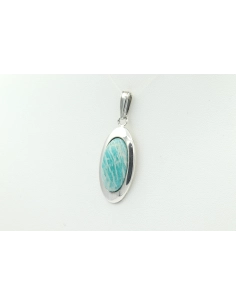 Pendentif Années 70 en argent serti d'amazonite - 2