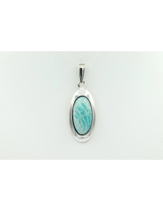 Pendentif Années 70 en argent serti d'amazonite - 1