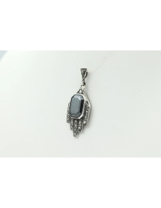 Pendentif Art Déco en argent sertie de marcassite et d'hématite - 2
