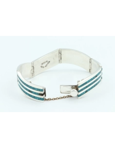 Bracelet contemporain en argent 925 et mozaïque de turquoise - - 5