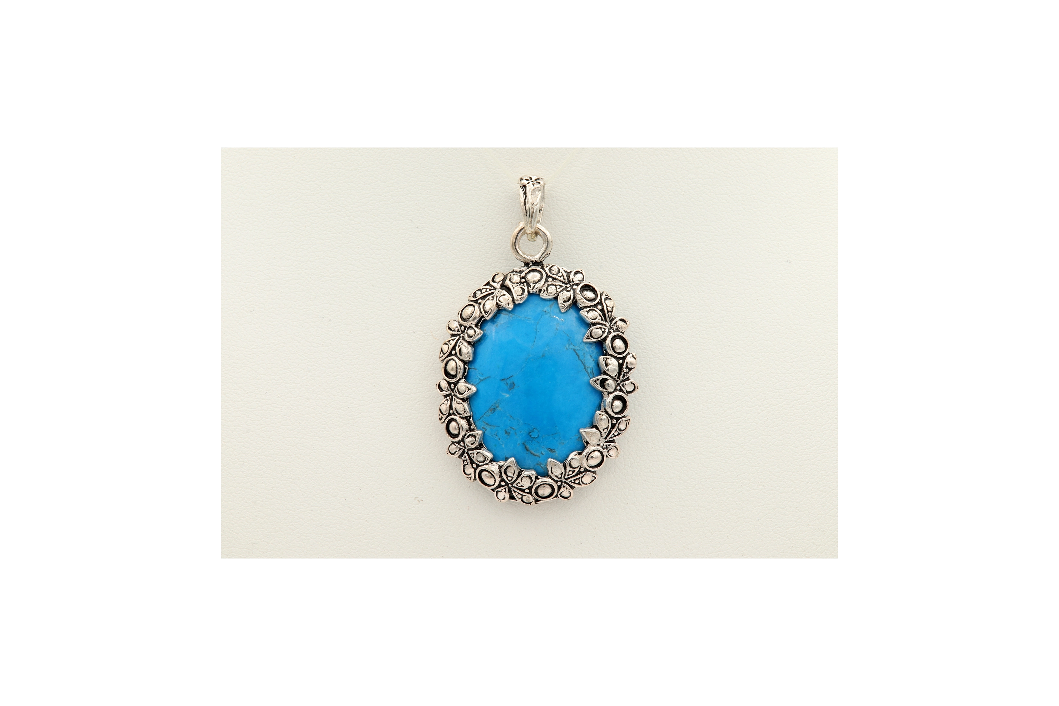 Pendentif contemporain en argent 925 et turquoise - - 1