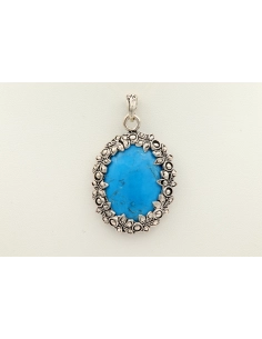 Pendentif contemporain en argent 925 et turquoise - 1