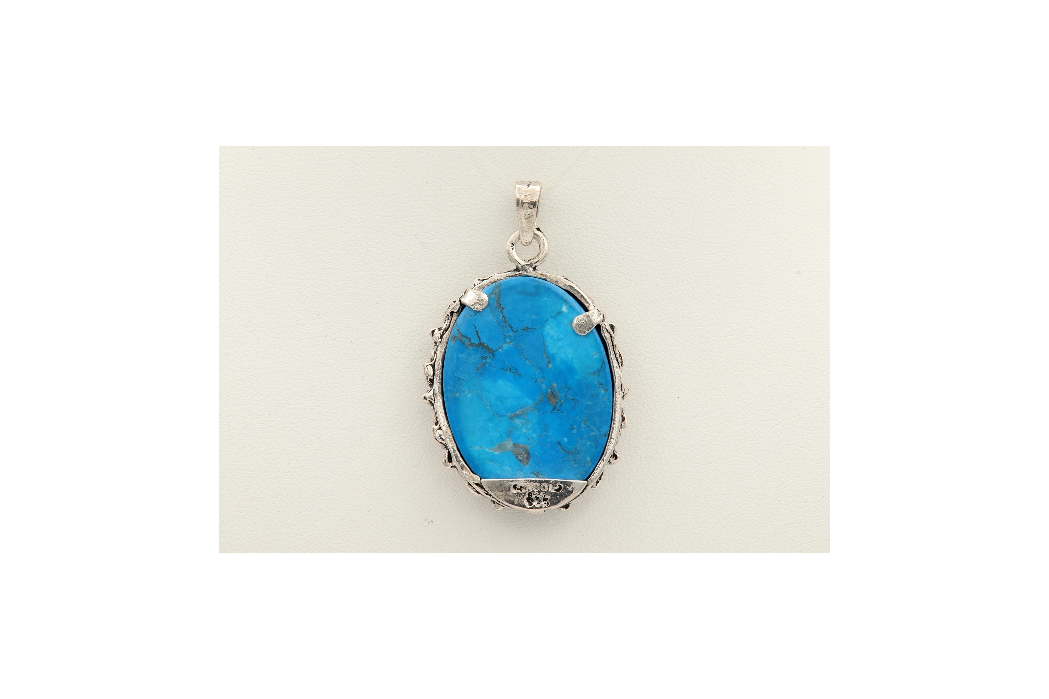 Pendentif contemporain en argent 925 et turquoise - 4