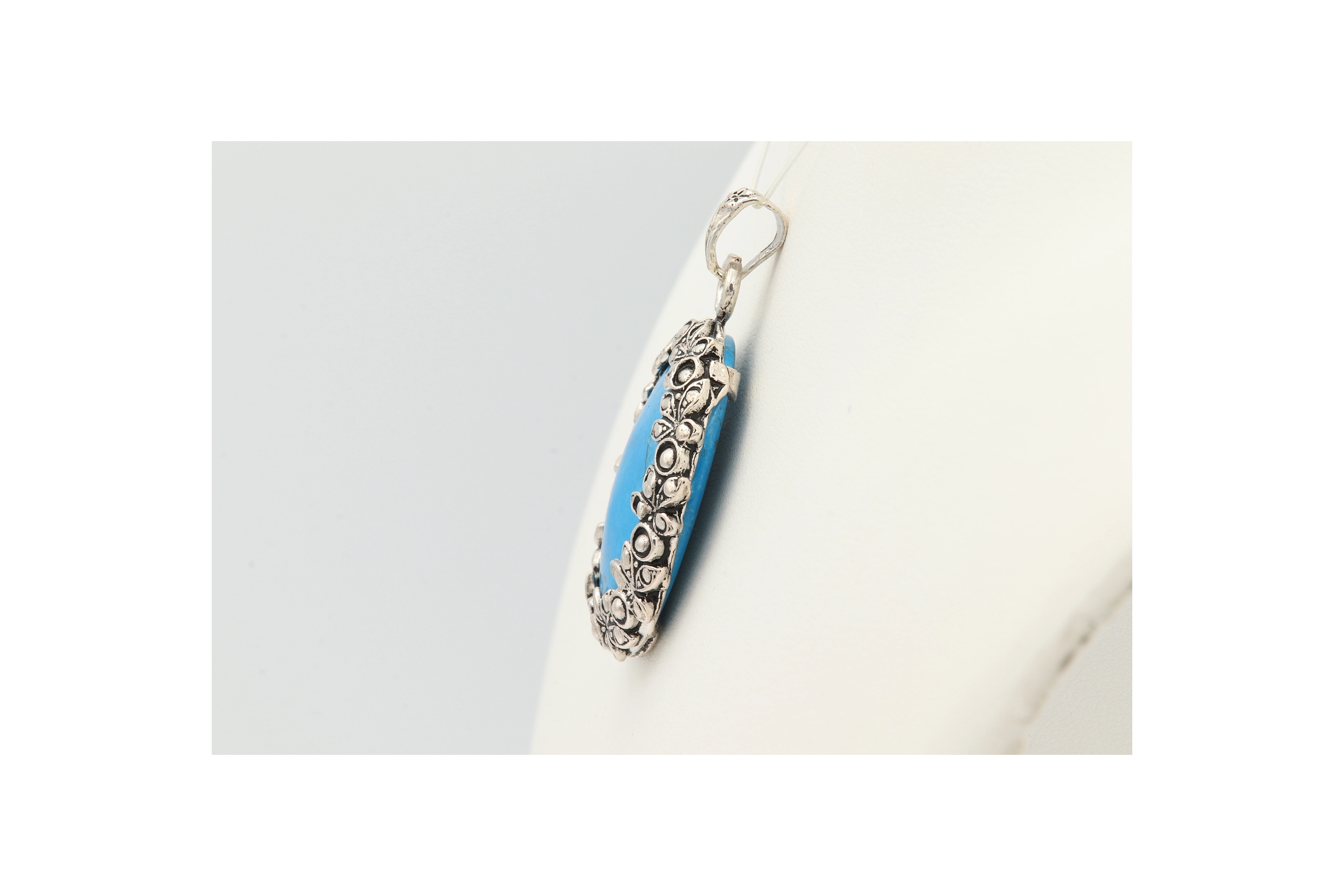 Pendentif contemporain en argent 925 et turquoise - 3
