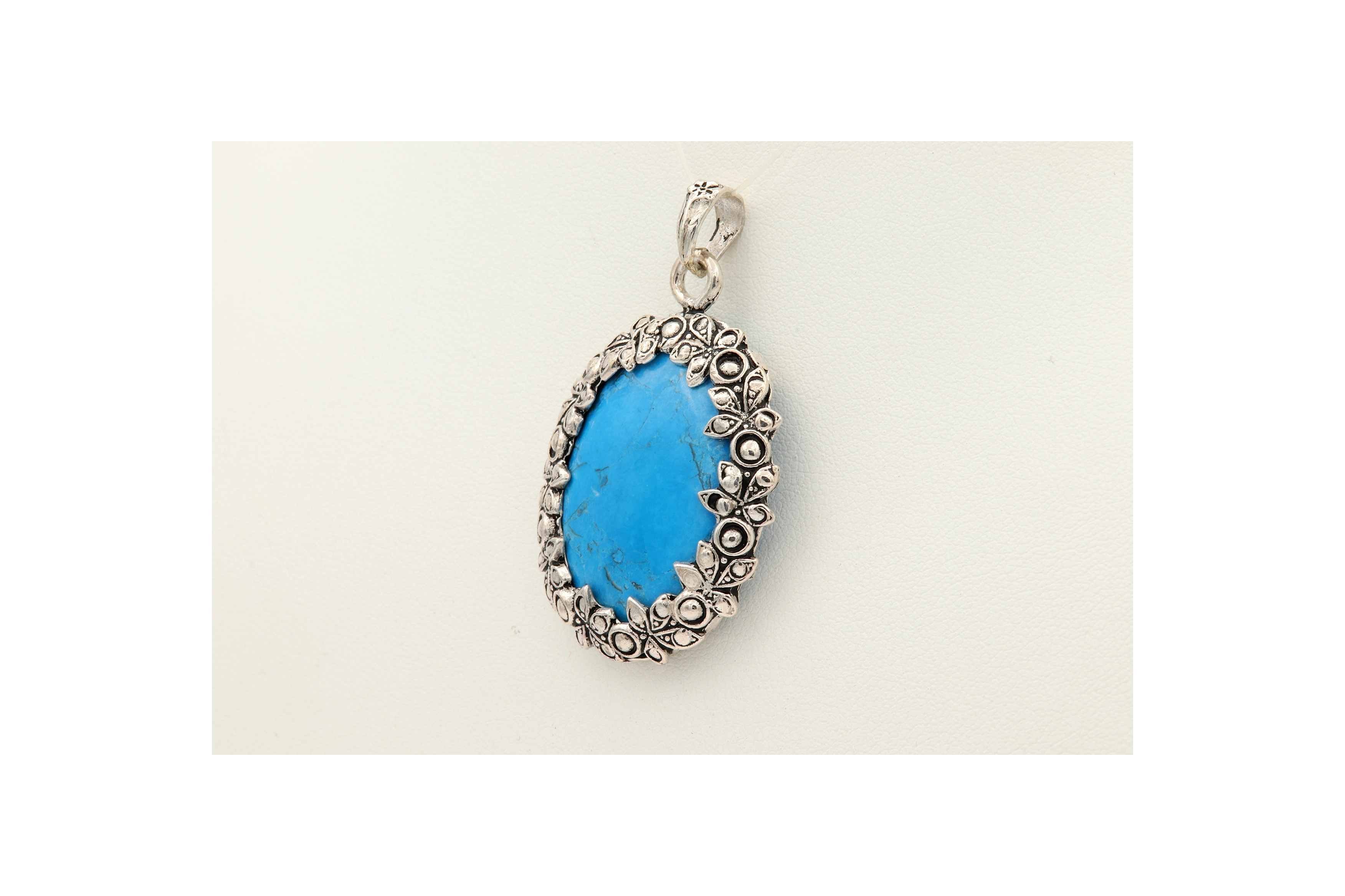 Pendentif contemporain en argent 925 et turquoise - 2