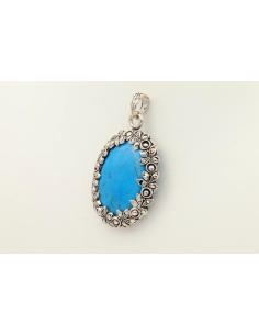 Pendentif contemporain en argent 925 et turquoise - 2