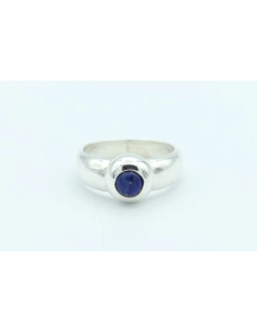 Bague contemporaine en argent 925 sertie de lapis lazuli - 1