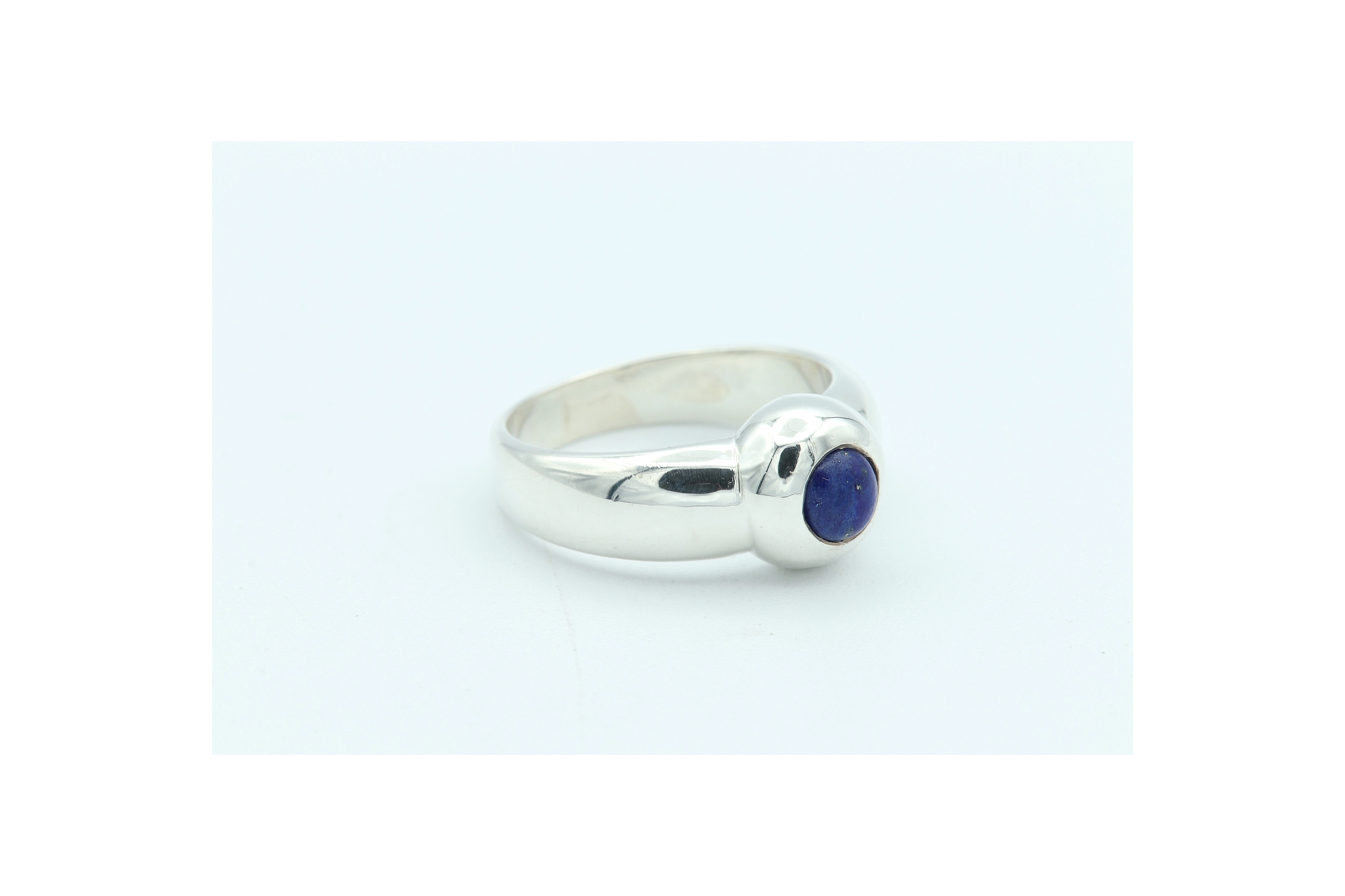 Bague contemporaine en argent 925 sertie de lapis lazuli - 6