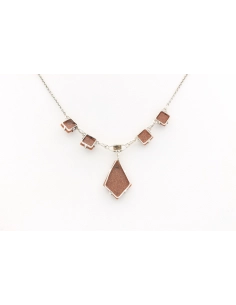 Collier Art-Déco en argent serti de pierres de soleil-The Vintage Workshop