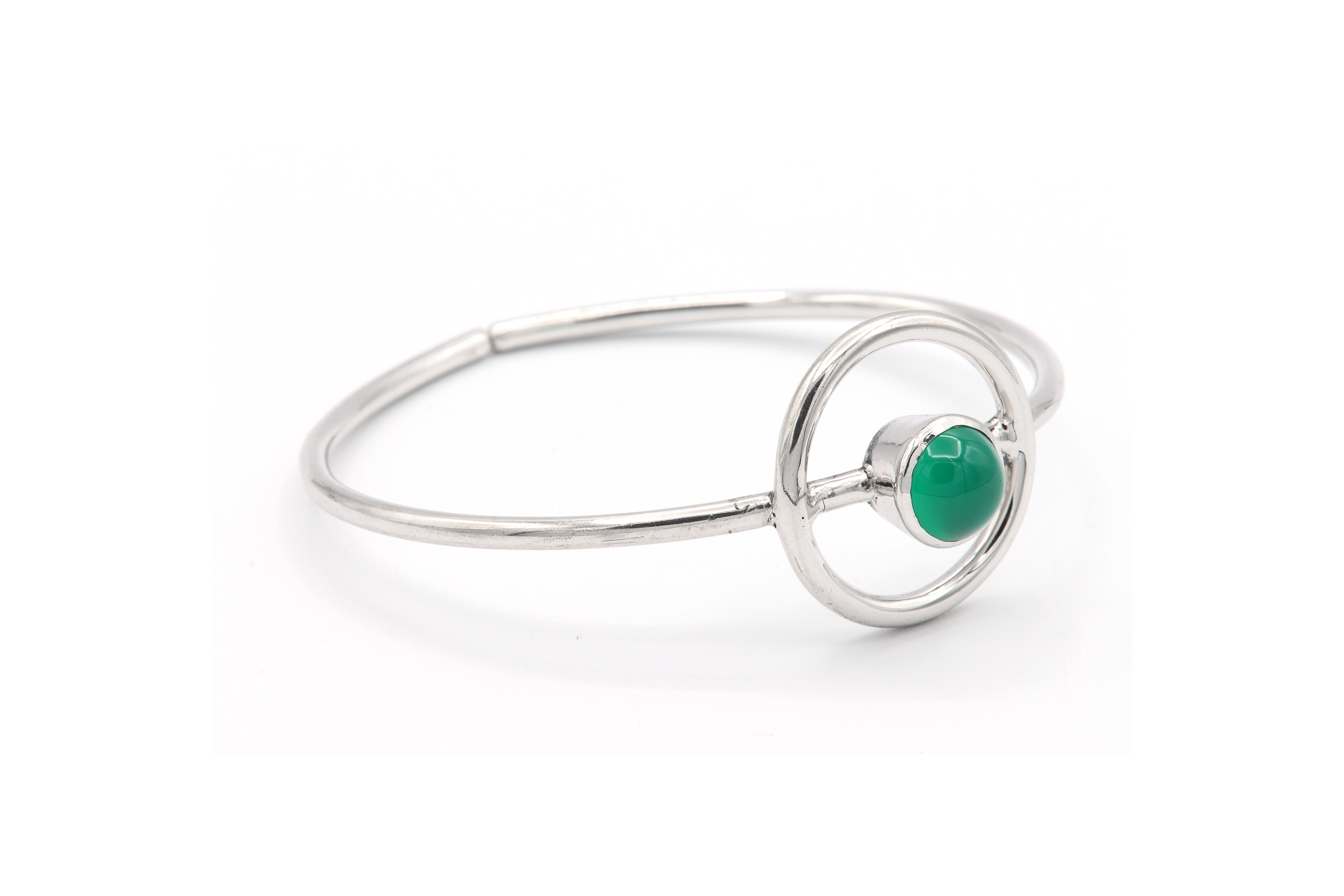 Bracelet contemporain en argent 925, serti d'une chrysoprase - 5