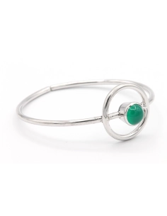 Bracelet contemporain en argent 925, serti d'une chrysoprase - 5