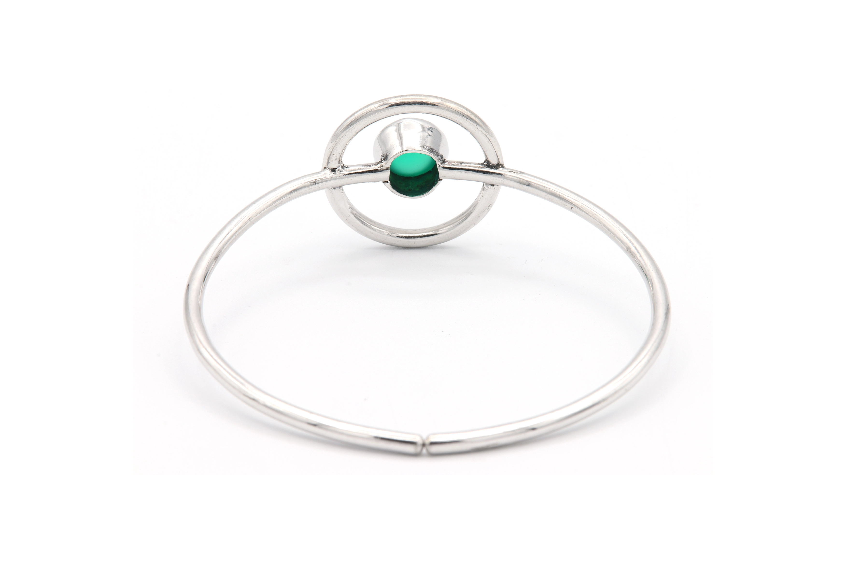 Bracelet contemporain en argent 925, serti d'une chrysoprase - 4