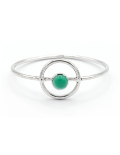 Bracelet contemporain en argent 925, serti d'une chrysoprase - 1