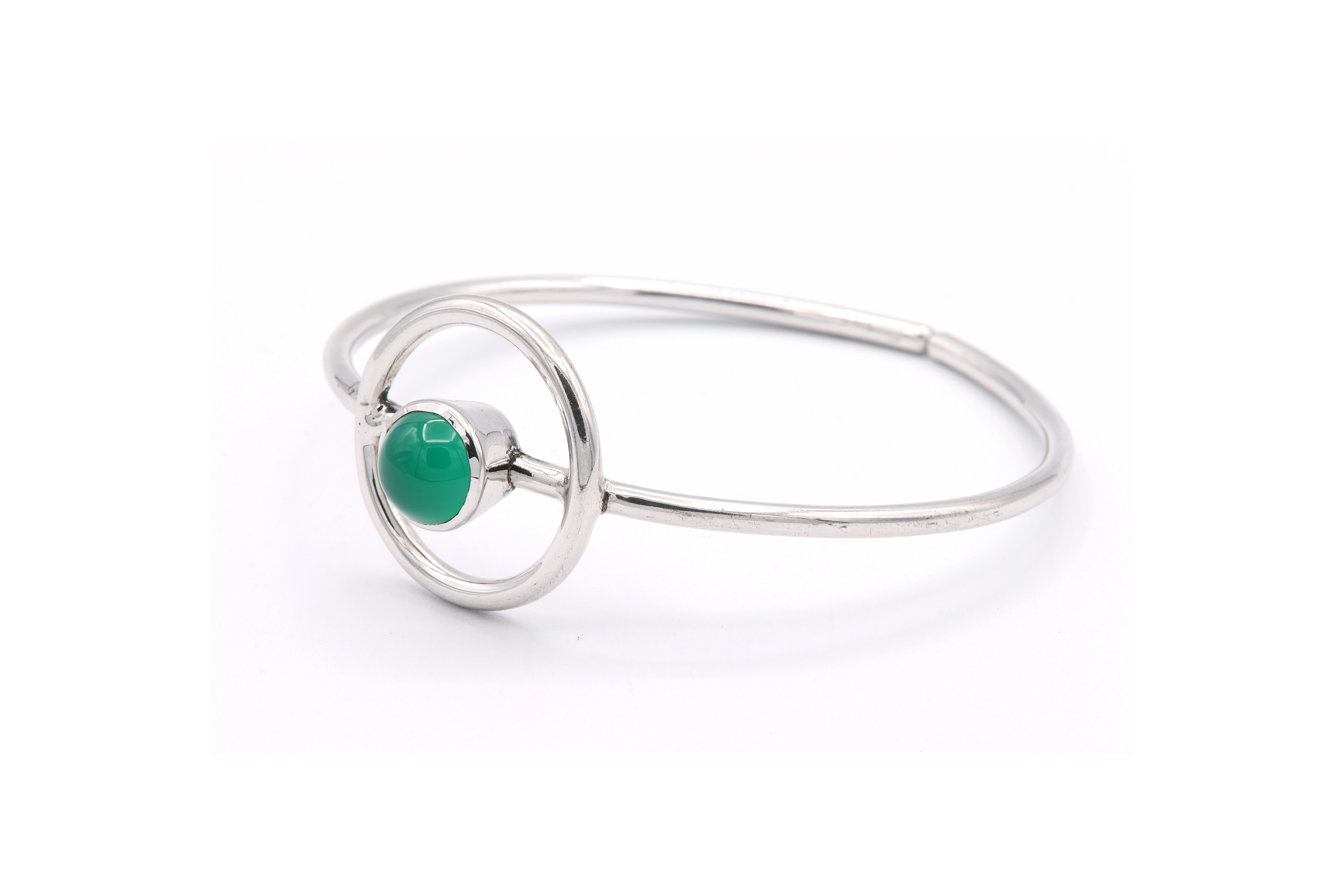 Bracelet contemporain en argent 925, serti d'une chrysoprase - 2