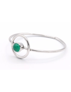 Bracelet contemporain en argent 925, serti d'une chrysoprase - 2