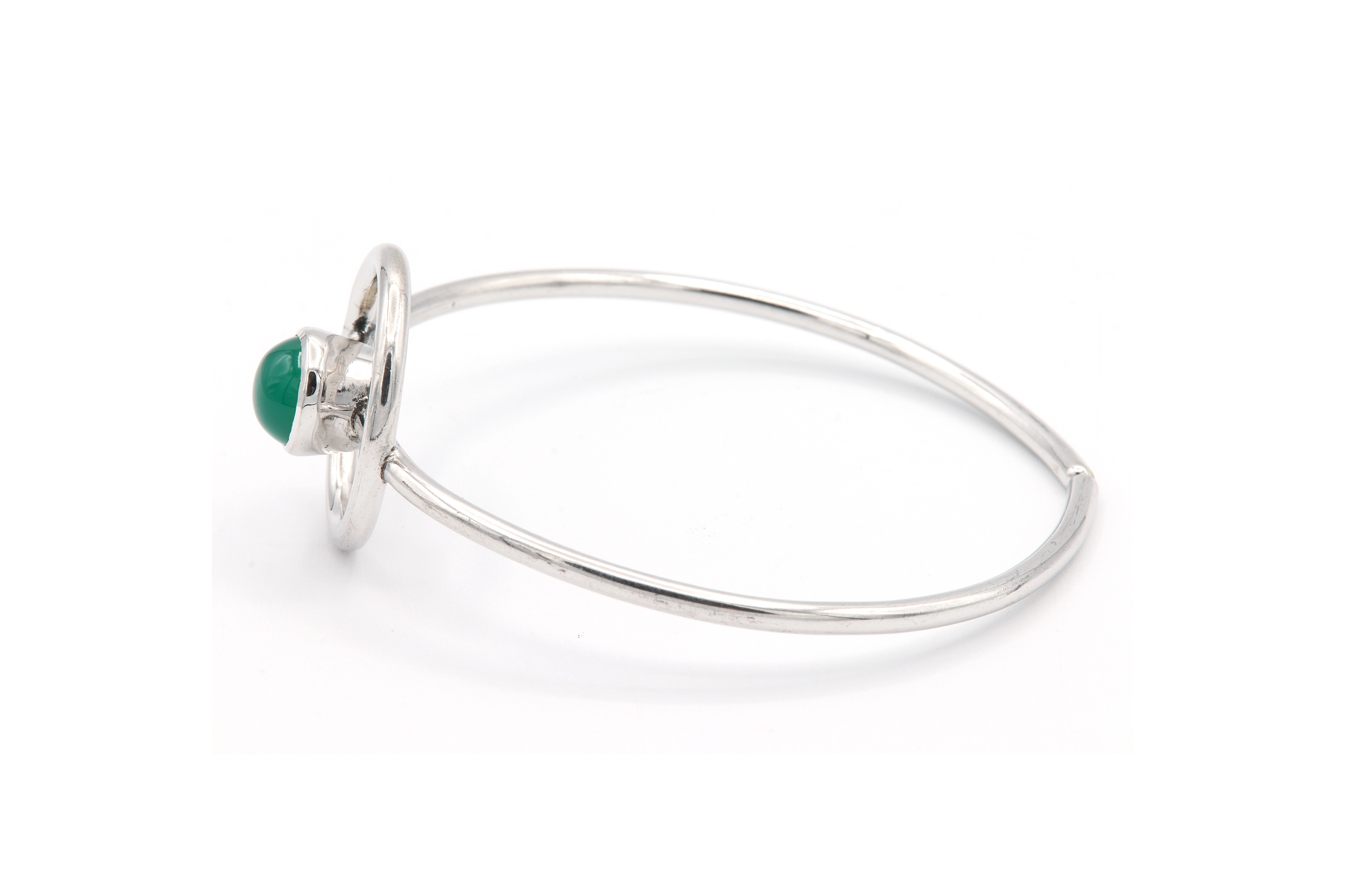 Bracelet contemporain en argent 925, serti d'une chrysoprase - 3