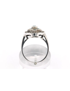 Bague contemporaine en argent 925 sertie de chrysoprase et de marcassite - - 4