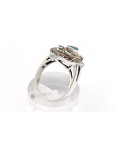 Bague contemporaine en argent 925 sertie de chrysoprase et de marcassite - - 5