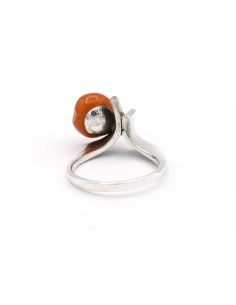 Bague Années 70 en argent 925 sertie d'ambre - 4