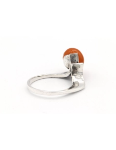 Bague Années 70 en argent 925 sertie d'ambre - 5